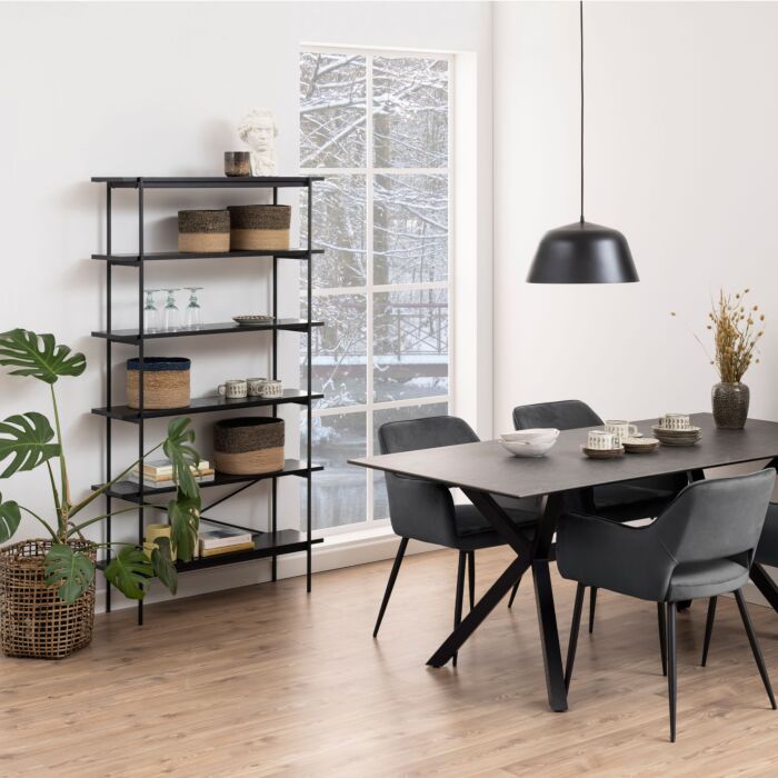 Angus Bookcase With 5 Shelves In Black