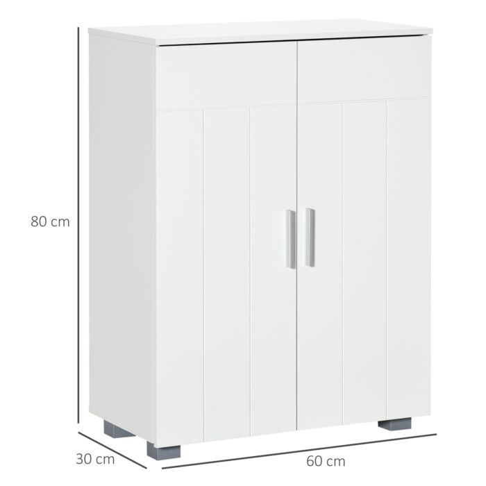 Kleankin Modern Bathroom Floor Cabinet, Free Standing Linen Cabinet, Storage Cupboard With 3 Tier Shelves, White