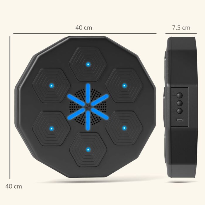 Sportnow Music Boxing Machine With Bluetooth Connection And Led Light Smart, Wall Mounted For Punching Beat Boxing Training