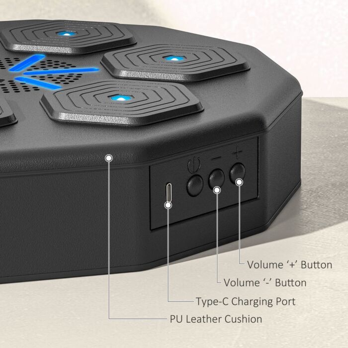 Sportnow Music Boxing Machine With Bluetooth Connection And Led Light Smart, Wall Mounted For Punching Beat Boxing Training