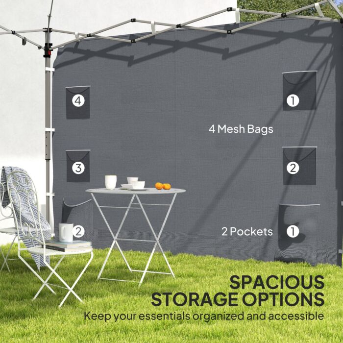 Outsunny 195 X 295cm Replacement Gazebo Sidewall - Grey