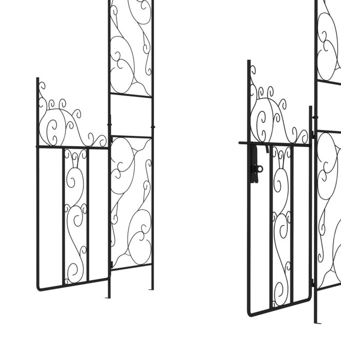Outsunny Outdoor Garden Arch With Double Gates, Metal Garden Arbor For Climbing Plants, Roses, Vines, Wedding Arch For Outdoor, 125l X 38w X 227h Cm, Black