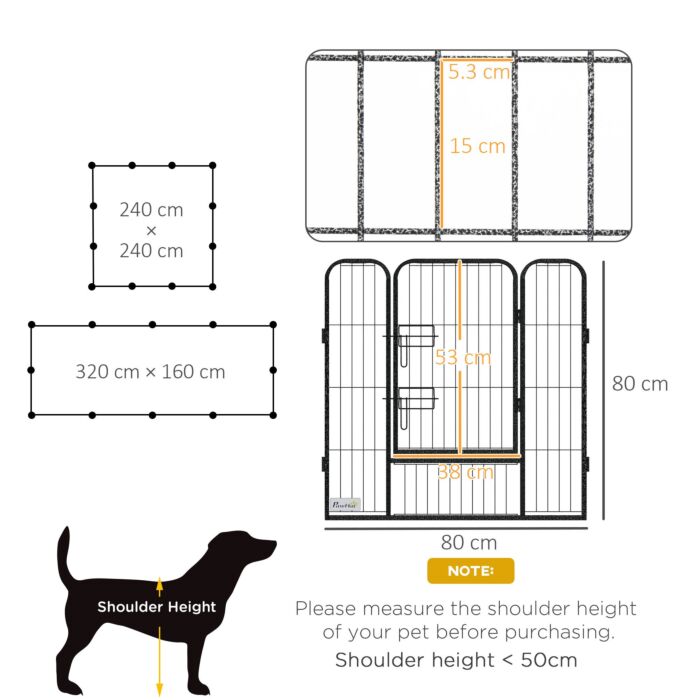 Pawhut Heavy Duty Puppy Play Pen, 12 Panels Pet Exercise Pet, Pet Playpen For Small And Medium Dogs