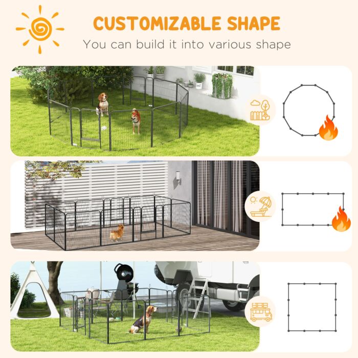 Pawhut Heavy Duty Puppy Play Pen, 12 Panels Pet Exercise Pet, Pet Playpen For Small And Medium Dogs