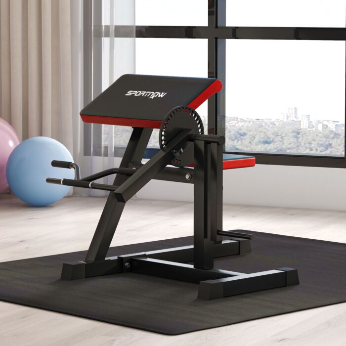 Sportnow Adjustable Preacher Curl Bench, Multi-functional Weight Bench With Handlebar And Elbow Cushion For Home And Outdoor Gym