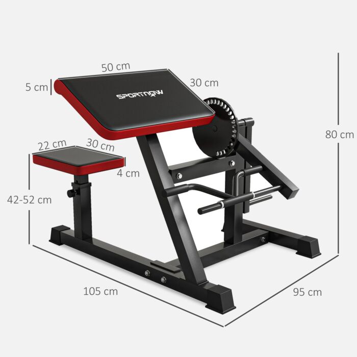 Sportnow Adjustable Preacher Curl Bench, Multi-functional Weight Bench With Handlebar And Elbow Cushion For Home And Outdoor Gym
