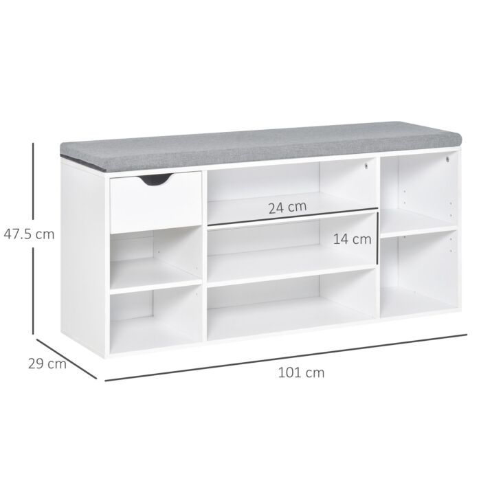Homcom Shoe Bench With Seat Cushion Shoe Storage Cabinet With
