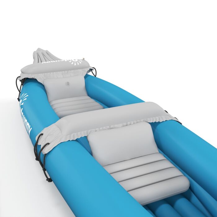 Outsunny Inflatable Kayak, Two-person Inflatable Canoe Boat Set With Air Pump, Aluminium Oars, 318 X 80 X 50cm - Blue