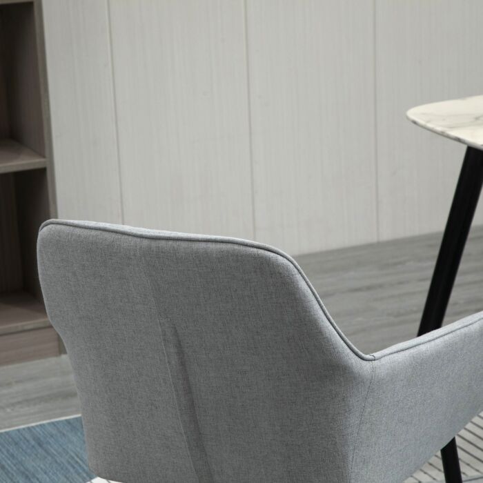 Homcom Dining Chairs Upholstered Linen Fabric Accent Chairs With Metal Legs, Set Of 2, Light Grey