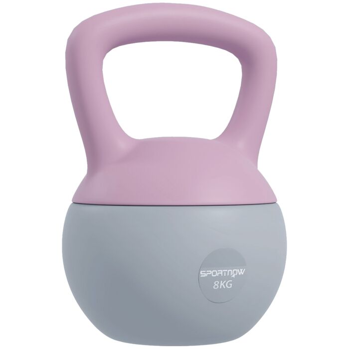 Sportnow Soft Kettlebell, 8kg Kettle Bell With Non-slip Handle For Home Gym Weight Lifting And Strength Training, Purple And Grey