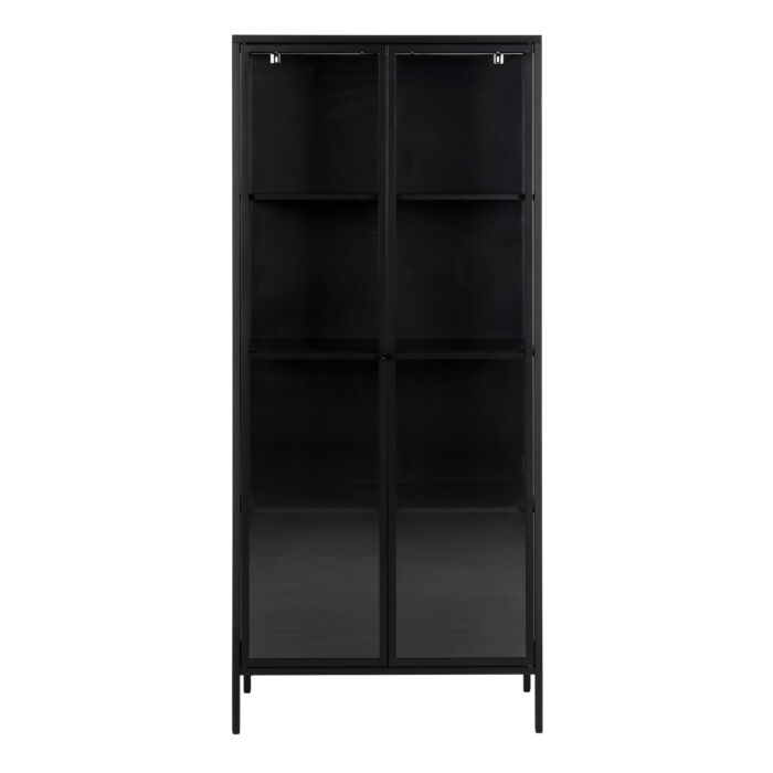 Newcastle Tall 2 Door Display Cabinet In Matt Black