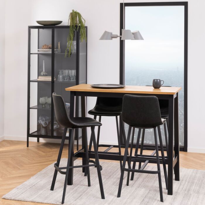Newcastle Tall 2 Door Display Cabinet In Matt Black