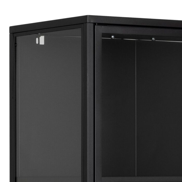 Newcastle Tall 2 Door Display Cabinet In Matt Black