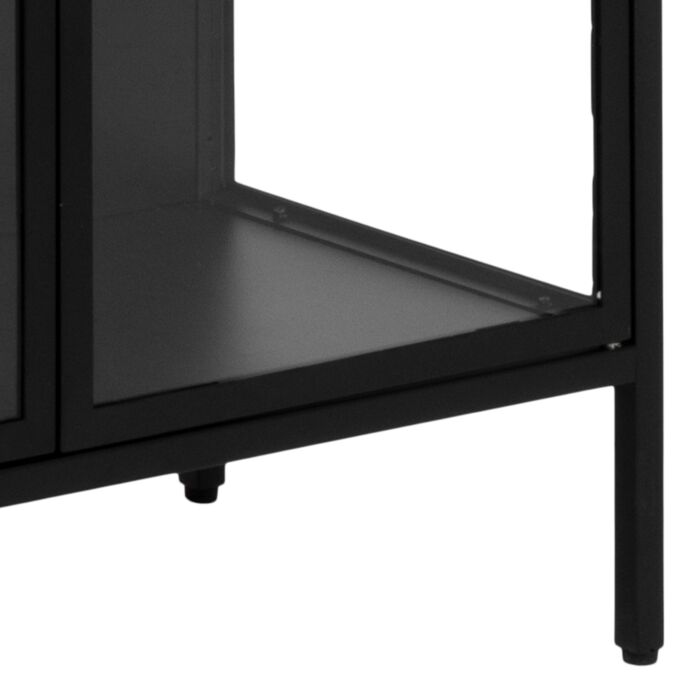 Newcastle Tall 2 Door Display Cabinet In Matt Black