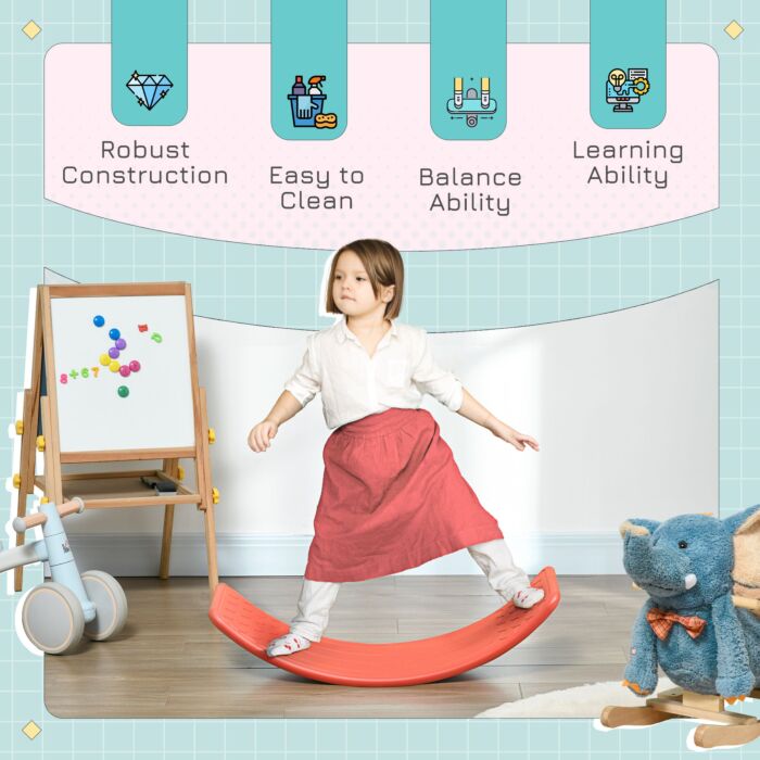 Zonekiz Balance Board Kids Wobble Board, Stepping Stone, Montessori Toy For Children, Nursery Toy, For Ages 3-6 Years, 82 X 27.5 X 19.5cm - Red