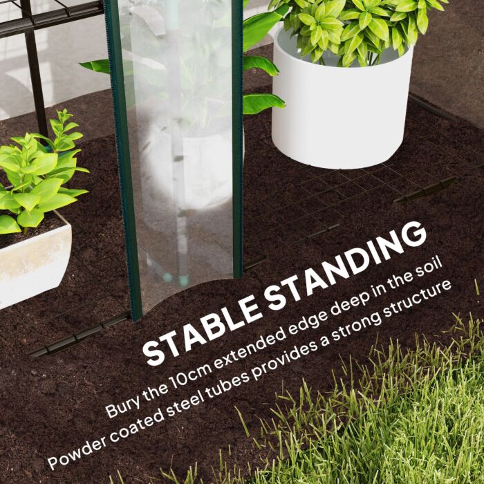 Outsunny 3 Tier Lean-to Mini Greenhouse With Reinforced Plastic Cover, Portable Small Greenhouse With 3 Roll-up Doors, 215 X 46 X 151cm, Clear