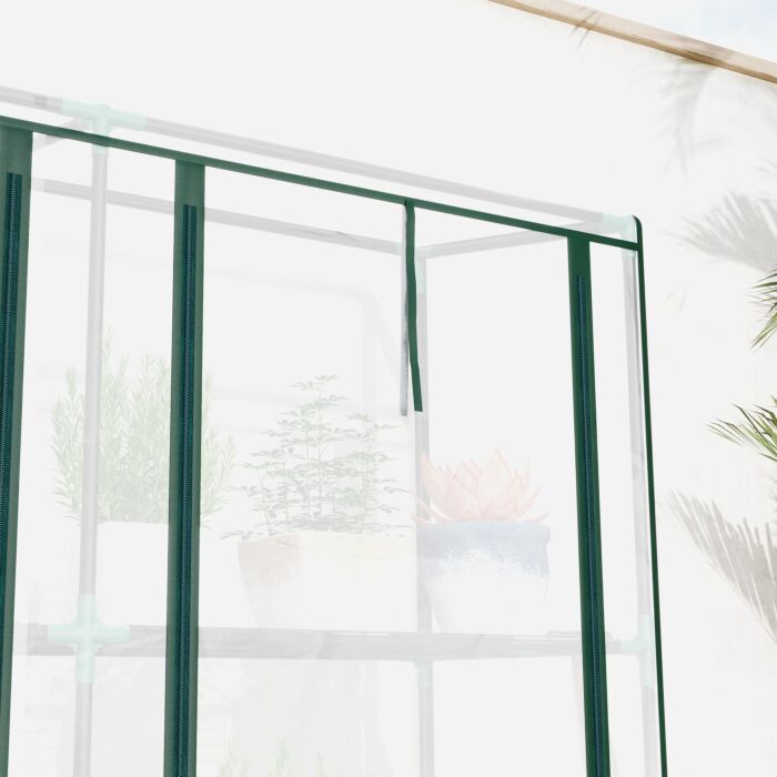 Outsunny 3 Tier Lean-to Mini Greenhouse With Reinforced Plastic Cover, Portable Small Greenhouse With 3 Roll-up Doors, 215 X 46 X 151cm, Clear