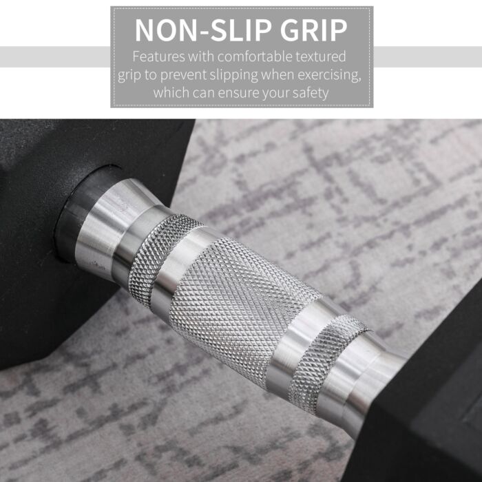Homcom 12.5kg Single Rubber Hex Dumbbell Portable Hand Weights Dumbbell Home Gym Workout Fitness Hand Dumbbell
