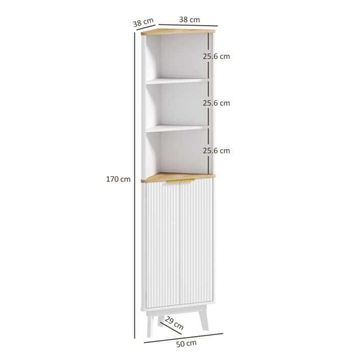 Homcom Tall Bathroom Storage Cabinet, Slim Bathroom Storage Unit With Doors And Adjustable Shelves, Freestanding Bathroom Cabinet With Curved Profile Design, White