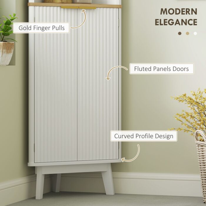 Homcom Tall Bathroom Storage Cabinet, Slim Bathroom Storage Unit With Doors And Adjustable Shelves, Freestanding Bathroom Cabinet With Curved Profile Design, White