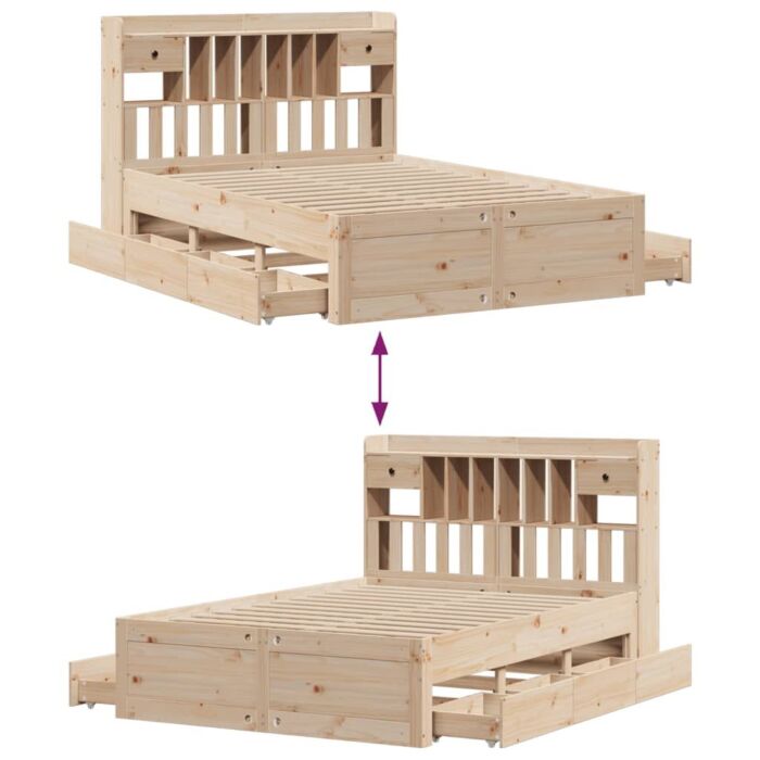 Vidaxl Bookcase Bed Without Mattress 140x190 Cm Solid Wood Pine