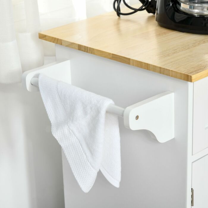 Homcom Kitchen Island Utility Cart, With 2 Storage Drawers & Cabinets, White