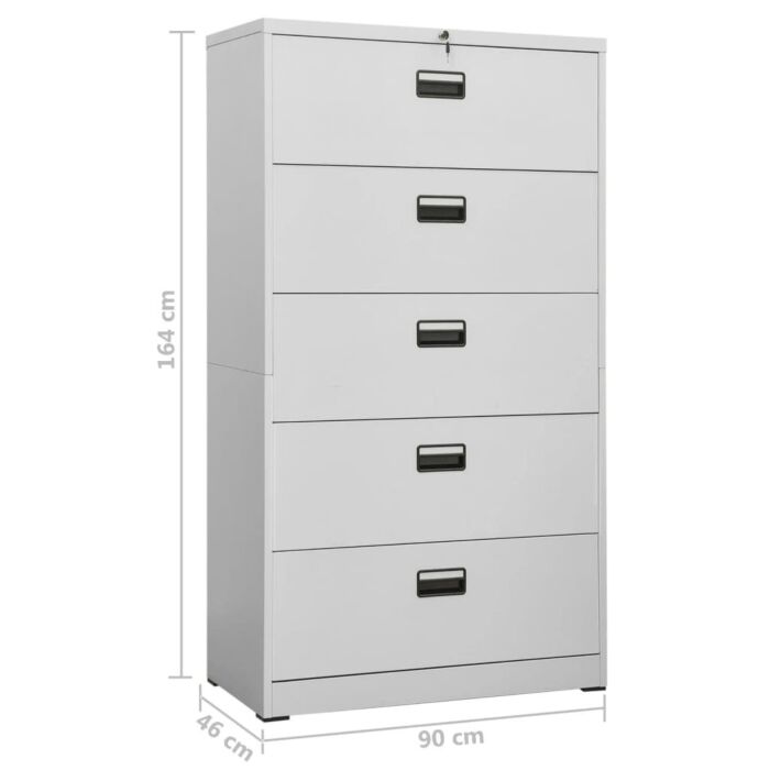 Vidaxl Filing Cabinet Light Grey 90x46x164 Cm Steel