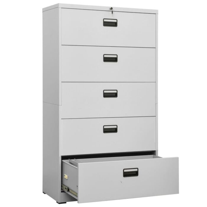 Vidaxl Filing Cabinet Light Grey 90x46x164 Cm Steel