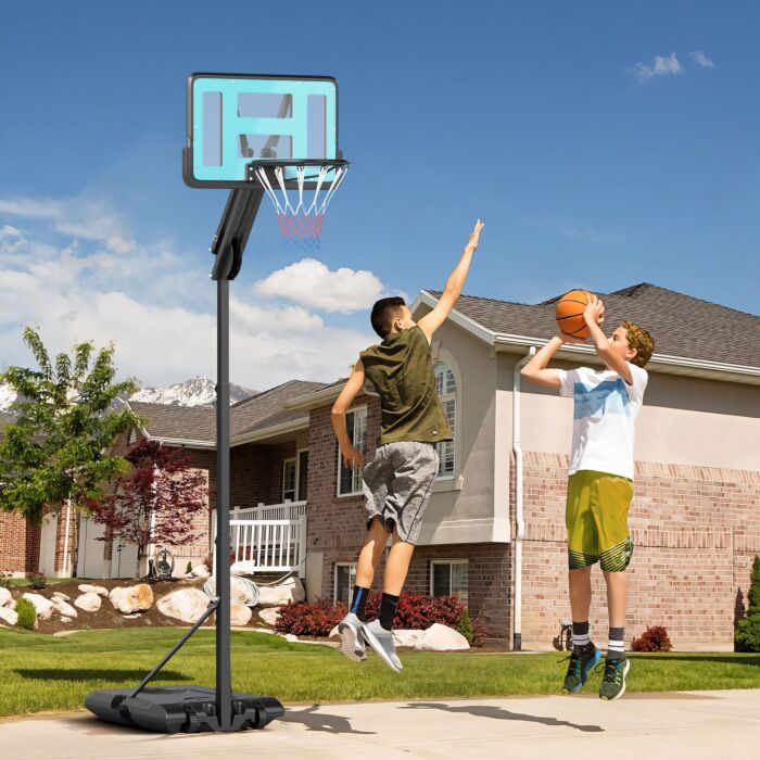 Sportnow Fully Adjustable Basketball Hoop Outdoor, 146-236cm Basketball Hoop And Stand With Weighted Base And Shatterproof Backboard, Portable On Wheels For Junior, Adults