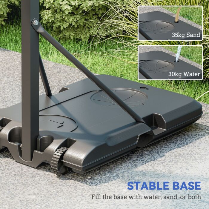 Sportnow Fully Adjustable Basketball Hoop Outdoor, 146-236cm Basketball Hoop And Stand With Weighted Base And Shatterproof Backboard, Portable On Wheels For Junior, Adults