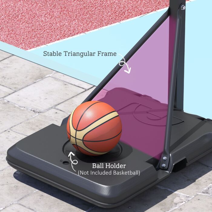 Sportnow Fully Adjustable Basketball Hoop Outdoor, 146-236cm Basketball Hoop And Stand With Weighted Base And Shatterproof Backboard, Portable On Wheels For Junior, Adults