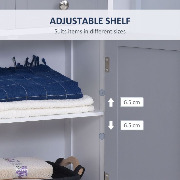 Kleankin Bathroom Storage Cabinet Free-standing Bathroom Cabinet Unit W/ 2 Drawers Cupboard Adjustable Shelf Metal Handles 75x60cm - Grey And White