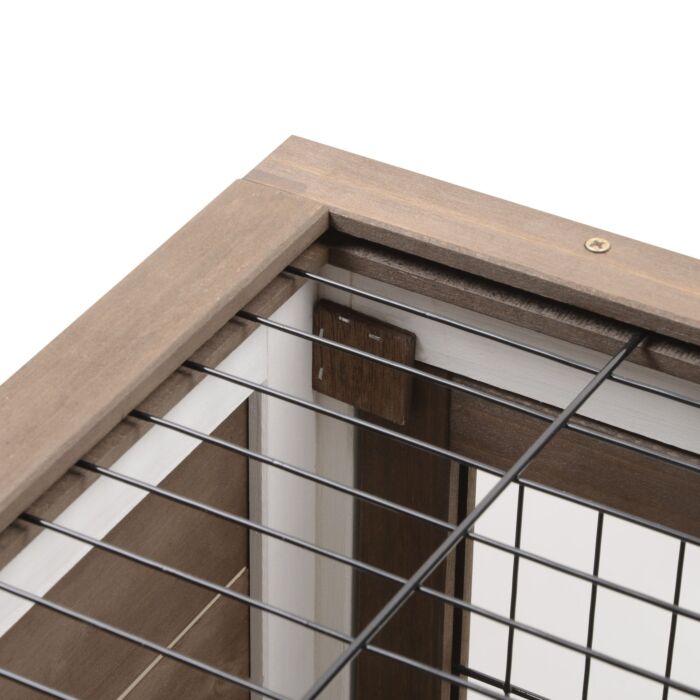 Pawhut Wooden Indoor Rabbit Hutch Guinea Pig House Bunny Small Animal Cage W/ Wheels Enclosed Run 110 X 50 X 86 Cm, Brown