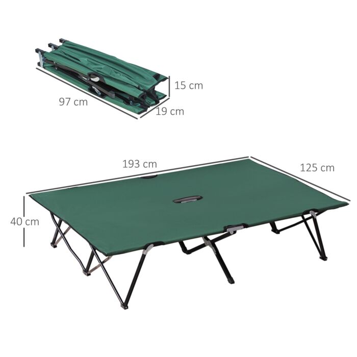 Outsunny Double Camping Cot Foldable Sunbed Outdoor Patio Sleeping Bed Super Light W/ Carr Bag (green)