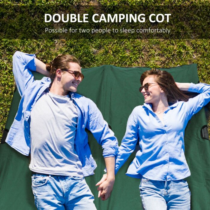 Outsunny Double Camping Cot Foldable Sunbed Outdoor Patio Sleeping Bed Super Light W/ Carr Bag (green)