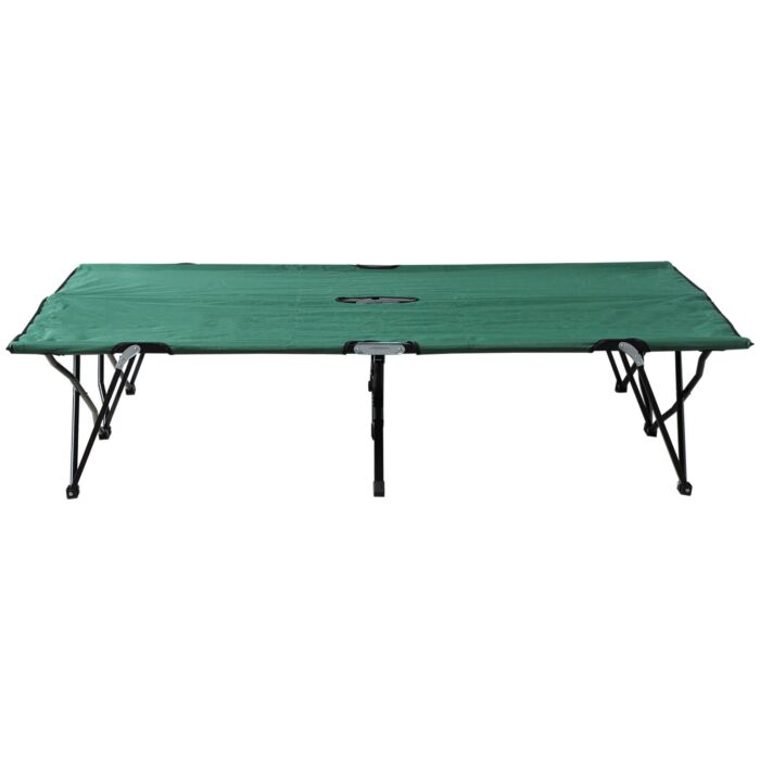 Outsunny Double Camping Cot Foldable Sunbed Outdoor Patio Sleeping Bed Super Light W/ Carr Bag (green)