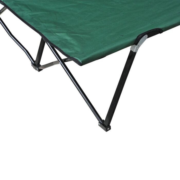 Outsunny Double Camping Cot Foldable Sunbed Outdoor Patio Sleeping Bed Super Light W/ Carr Bag (green)