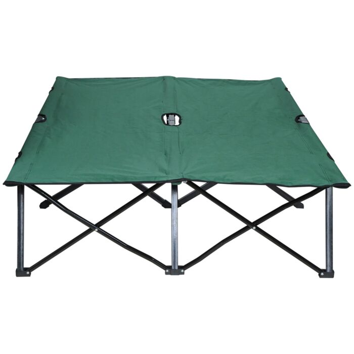 Outsunny Double Camping Cot Foldable Sunbed Outdoor Patio Sleeping Bed Super Light W/ Carr Bag (green)