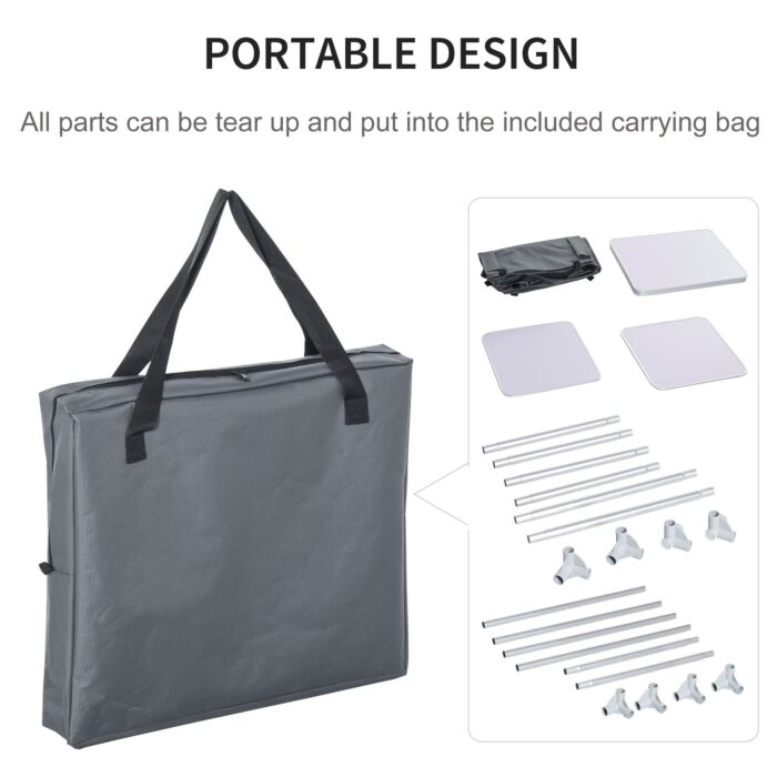 Outsunny 2-shelf Camping Cupboard Wardrobes Kitchen Station Cook Table Aluminum, Storage Organiser For Bbq Party Picnics Backyards With Carrying Bag