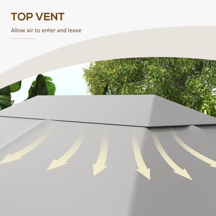 Outsunny 3 X 4m Gazebo Canopy Replacement Cover, Gazebo Roof Replacement (top Cover Only), Light Grey
