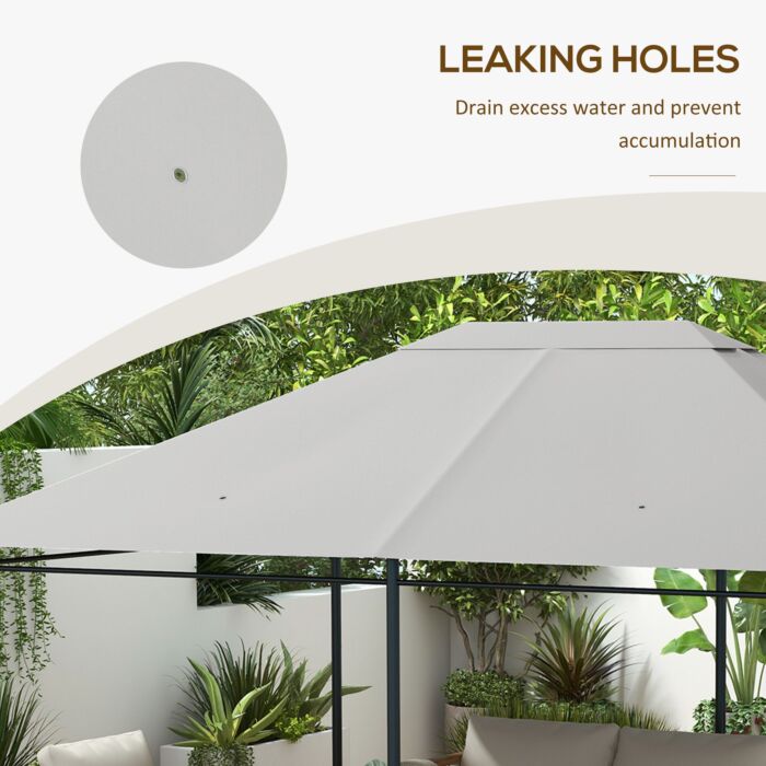 Outsunny 3 X 4m Gazebo Canopy Replacement Cover, Gazebo Roof Replacement (top Cover Only), Light Grey