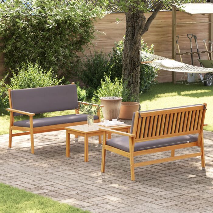 Vidaxl 3 Piece Garden Sofa Set With Cushions Solid Wood Acacia