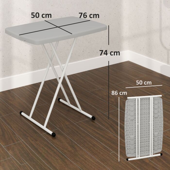 Outsunny Portable Folding Coffee Table, Height Adjustable Garden Table Bistro Table With Hdpe Top And Metal Frame For Balcony Poolside Deck, Charcoal Grey