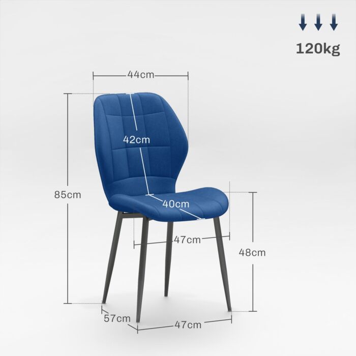 Homcom Set Of Four Flannel Relaxed Tub Dining Chairs - Dark Blue