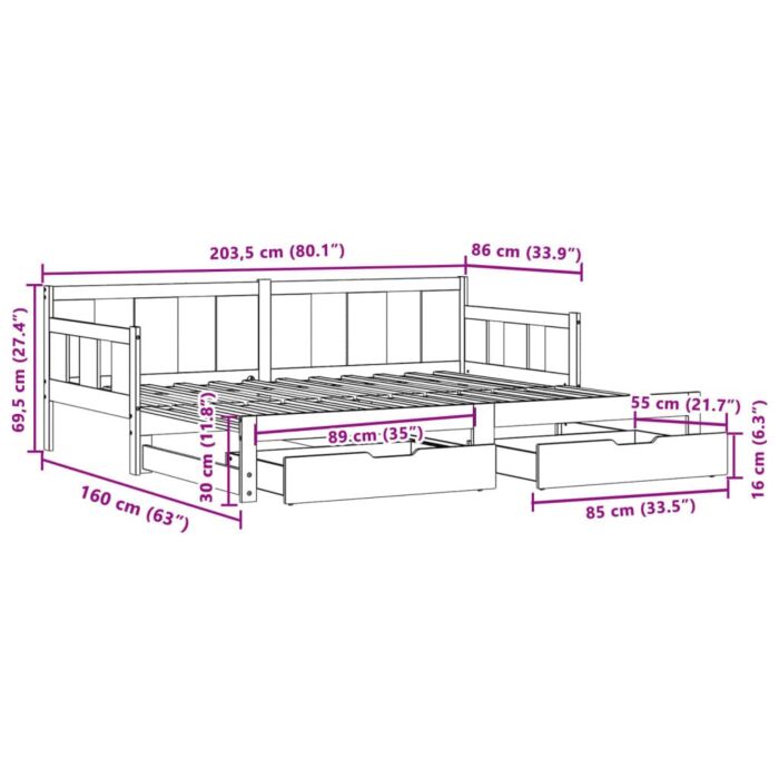 Vidaxl Daybed With Trundle And Drawers Without Mattress White 80x200 Cm