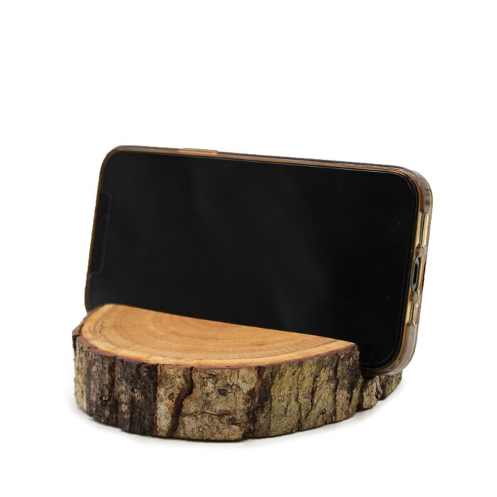 Small Log Phone Holder (full Slice) - Natural