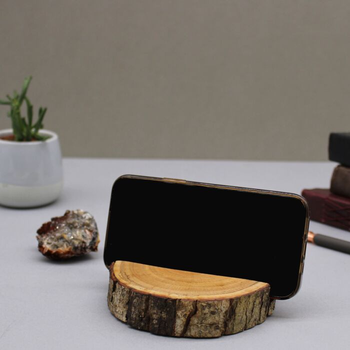 Small Log Phone Holder (full Slice) - Natural