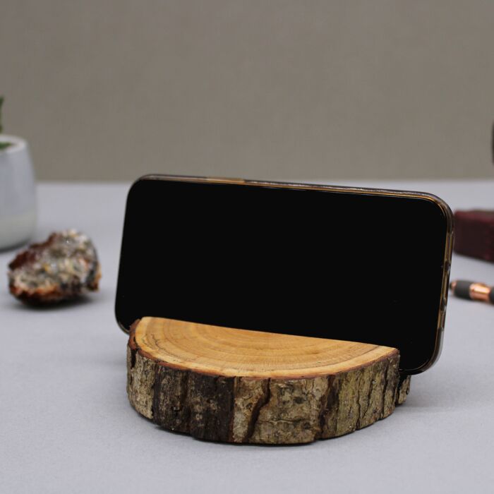 Small Log Phone Holder (full Slice) - Natural