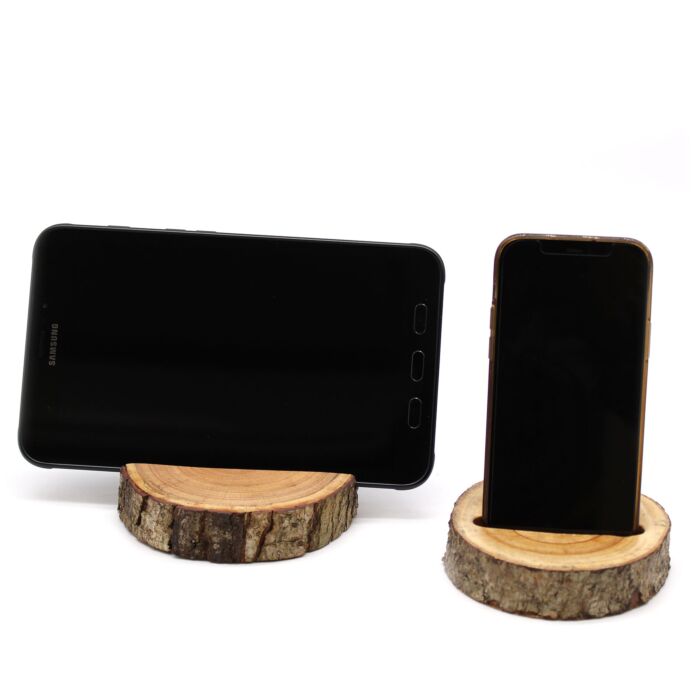 Small Log Phone Holder (full Slice) - Natural