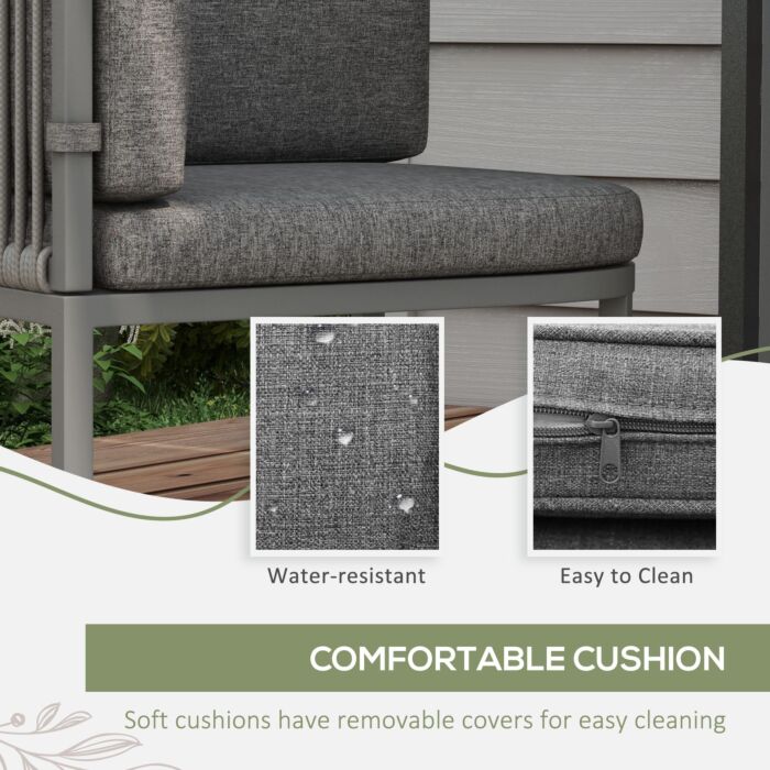 Outsunny 5 Pieces Pe Rattan Dining Sets With Cushions, Space-saving Design Rattan Cube Garden Furniture With Stone Composite Board Top, Grey